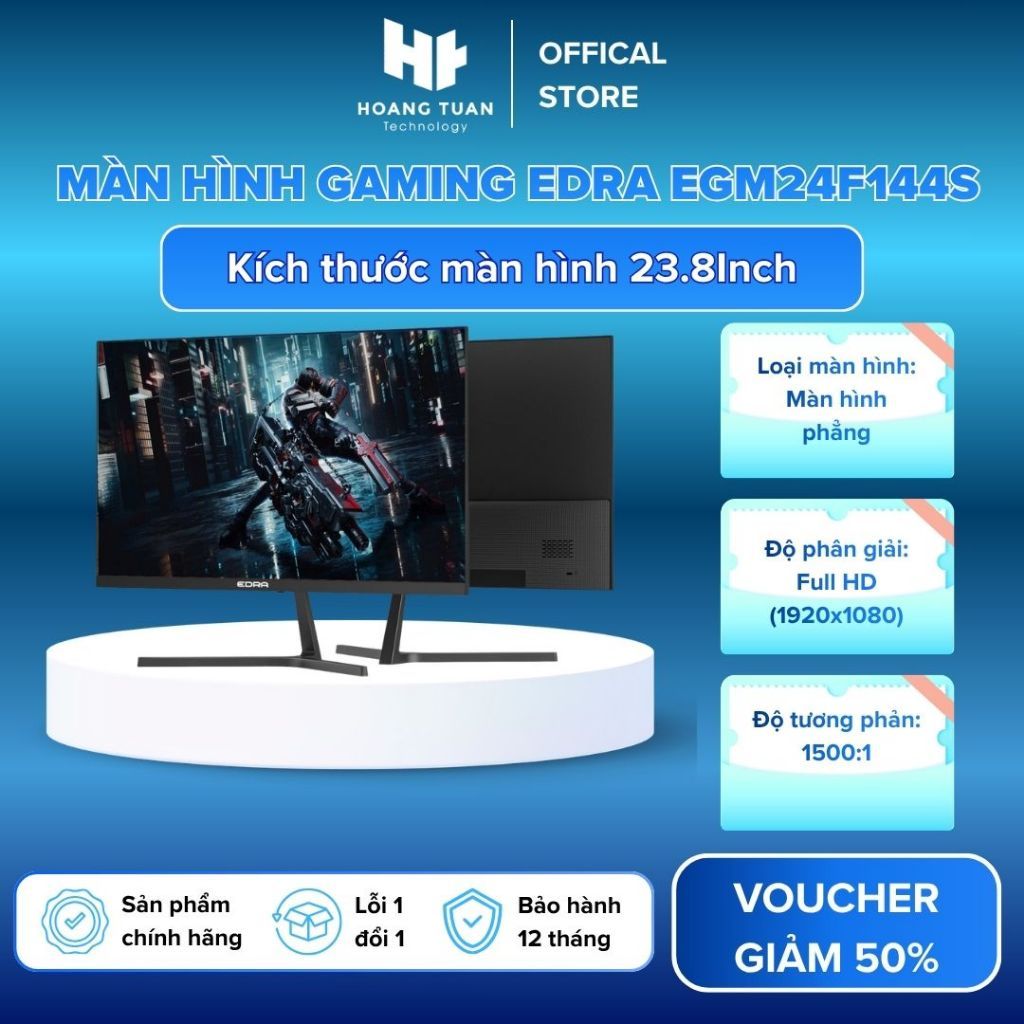 Màn hình gaming EDRA EGM24F144S chính hãng 24 inch FullHD 144Hz, tính năng Adaptive sync, HDR, Low b