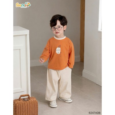Áo thun cotton dài tay Beemo form basic in hình thú dễ thương cho bé mặc  đi học, đi chơi từ 9-24kg 6247ADB