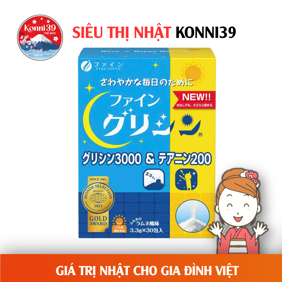 BỘT NGỦ NGON GLYCINE 3000 & THEANINE 200 FINE JAPAN (HỘP 30 GÓI)