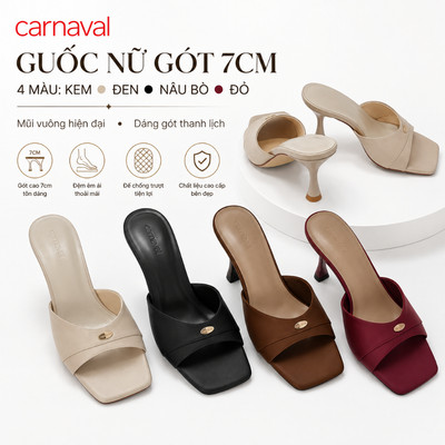 Dép Cao Gót Nữ Carnaval Quai Ngang Mũi Vuông, Gót Nhọn 7cm Sang Trọng Đi Tiệc Đi Làm - VS226