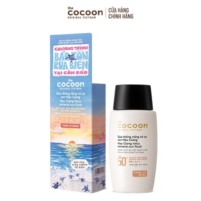 Sữa Chống Nắng Vô Cơ Sen Hậu Giang - Tone up Beige Cocoon 50ml