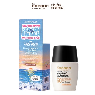 Sữa Chống Nắng Vô Cơ Sen Hậu Giang - Tone up Beige Cocoon 15ml