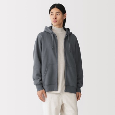 [26AW] MUJI Áo Hoodie Nam Có Khóa Kéo Vải Fleece