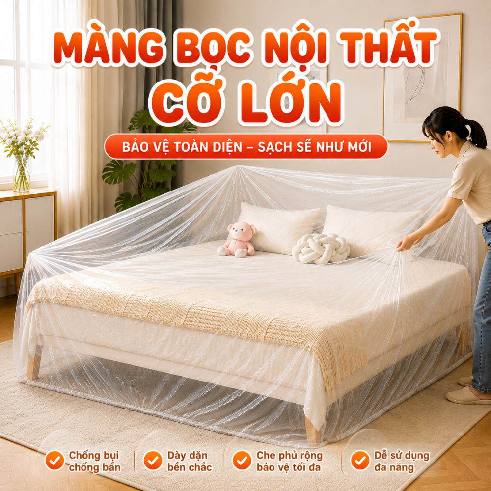 Bạt Nilon Che Bụi Cỡ Lớn, Màng Bọc Nội Thất, Giường Tủ Sofa Chống Bụi, Nước Bảo Vệ Đồ Đạc Gia Đình