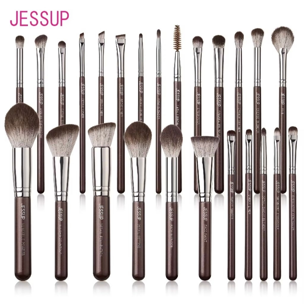 (Có sẵn) Bộ cọ trang điểm Jessup 15 chiếc cọ trang điểm tổng hợp cao cấp màu nâu