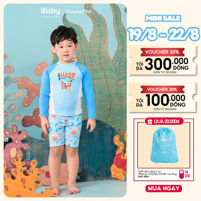 [TẶNG TÚI BƠI] Đồ bơi bé trai, đồ bơi bé trai rời dày tay chống nắng, bộ bơi áo phối màu quần lửng họa tiết [3162]