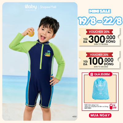 [TẶNG TÚI BƠI] Đồ bơi bé trai dài tay chống nắng, đồ bơi liền thân thun lạnh co giãn [4010]