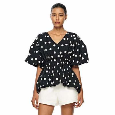 làminapparel - DOTTED V-NECK BLOUSE