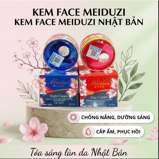 [Chính Hãng] Combo Kem Meiduzi Nhật Bản - Kem Face Dưỡng Da Ngày/Đêm Tem Vuông