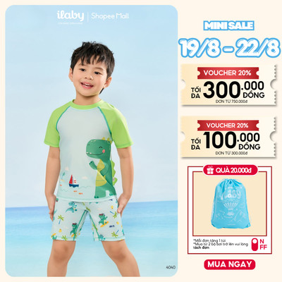 [TẶNG TÚI BƠI] Bộ bơi bé trai chống nắng, đồ bơi rời chất thun co giãn họa tiết khủng long [4040]