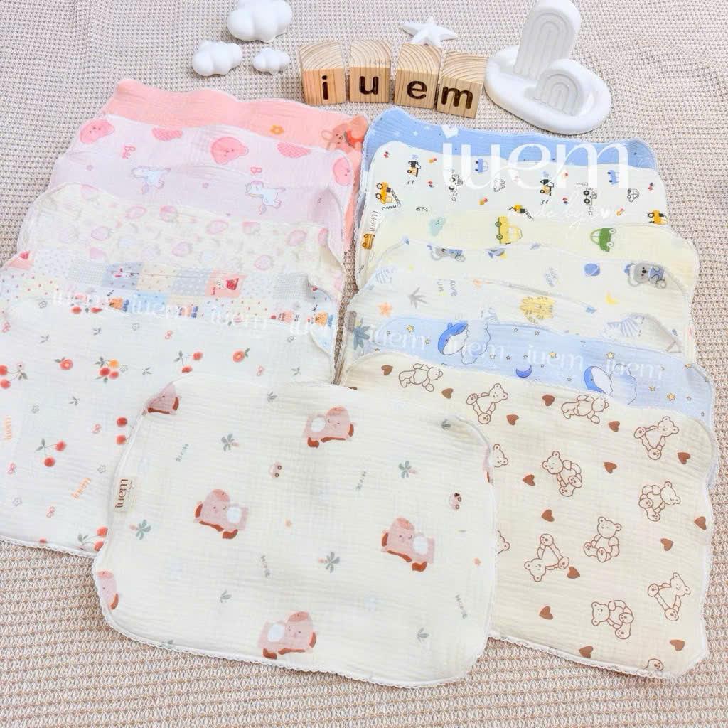 Gối Lót Đầu Xô Muslin 12 Lớp iuem Cho Bé Sơ Sinh Mềm Thoáng, Thấm Hút Mồ Hôi Tốt