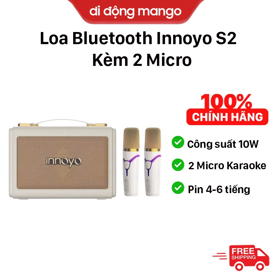 Loa Bluetooth Innoyo S2 - Kèm 2 Micro Hát Karaoke (Quà tặng Reno15 Series)