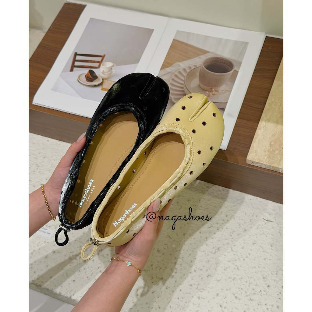 GIÀY BÚP BÊ NAGASHOES TABI VIỀN DÂY KHOÉT LAZER NAB165