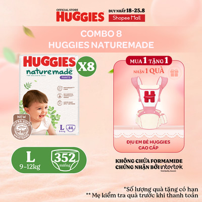 Combo 8 Tã Quần Huggies Platinum Nature Made M58/L44/XL38/XXL26