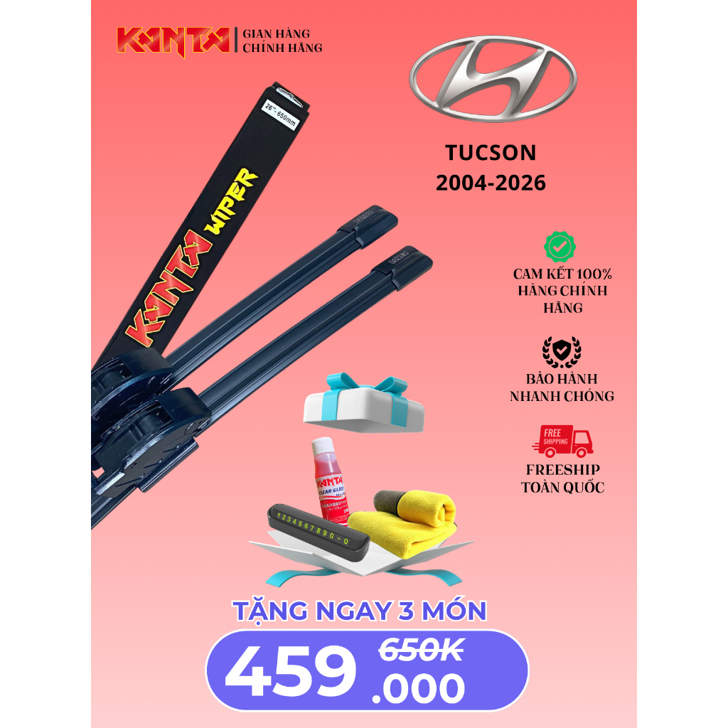 Gạt mưa Kanta LUXURY cho xe HYUNDAI TUCSON JM TL NX4 siêu sạch siêu êm siêu bền(bảo hành 6 tháng)
