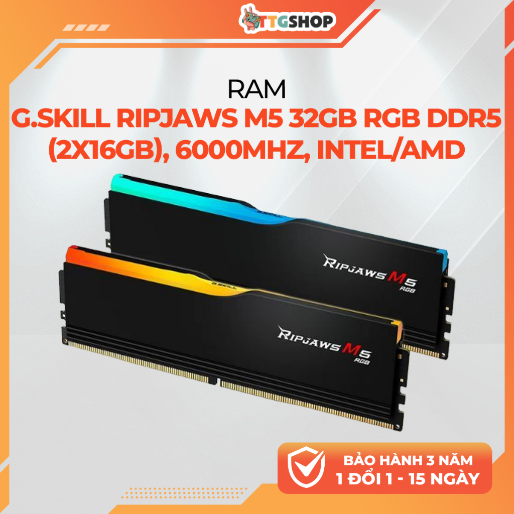 RAM G.SKILL Ripjaws M5 RGB 32GB 16GBx2 DDR5 6000MHz EXPO XMP Black
