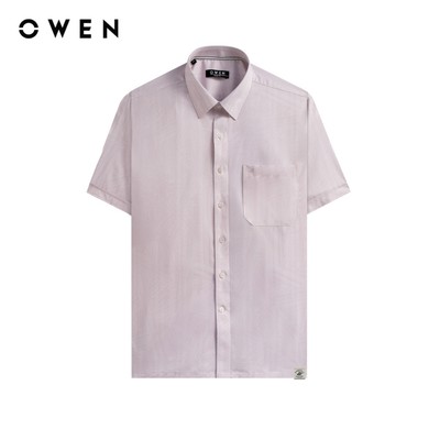Owen - Áo sơ mi ngắn tay Body Fit AB260014NT màu Hồng chất liệu Spandex