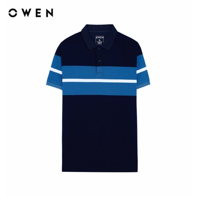Owen - Áo polo Body Fit APV262024 màu Xanh tím than chất liệu CVC Spandex