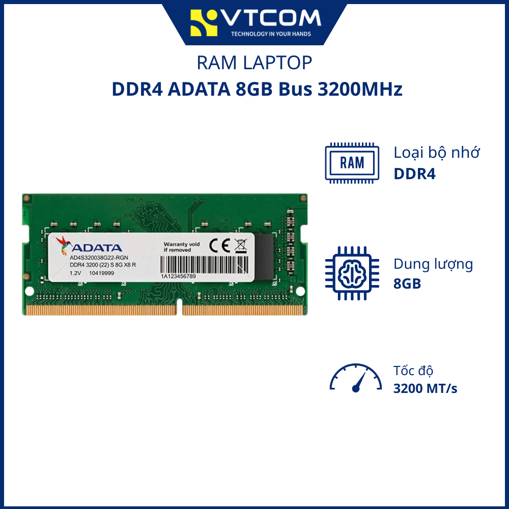RAM laptop DDR4 ADATA 8GB bus 3200MHz - Hàng chính hãng new