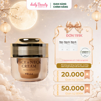 Kem Dưỡng Ẩm Cao Cấp Cải Thiện Nếp Nhăn, Chống Lão Hóa Mặt&Cổ VELLA PRESTIGE AGE KILLER 50ml Daily Beauty