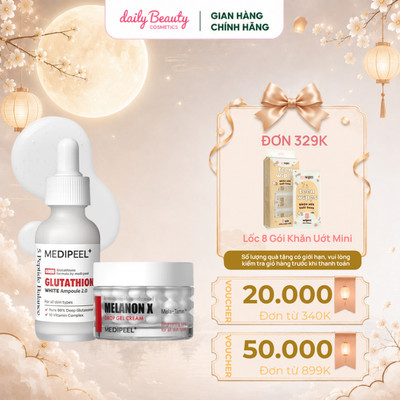Combo Dưỡng Sáng, Cải Thiện Da Nám, Sạm MEDIPEEL Glutathione và Melanon X Drop Cream