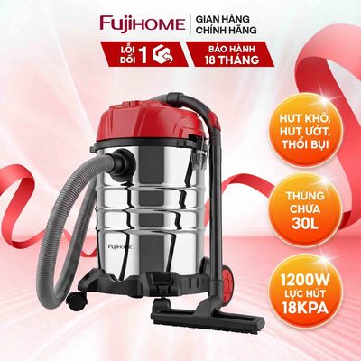 Máy hút bụi khô & ướt Fujihome VC30N dung tích lớn, lực hút 18KPa, thùng chứa 30 lít, thổi tiện lợi