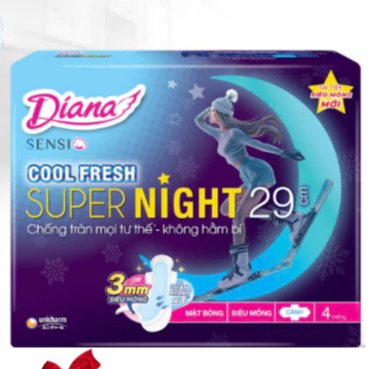 1 Gói Băng Vệ Sinh Diana Sensi Cool Fresh Super Night 29cm -Diana Sensi Cool Fresh Ban Đêm 29cm (Mỗi