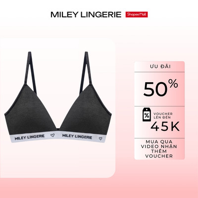 Áo Ngực Mút Mỏng Thể Thao Miley Lingerie Lưng Logo Chất Vải Cotton Thiên Nhiên BeingMe-Xám đậm
