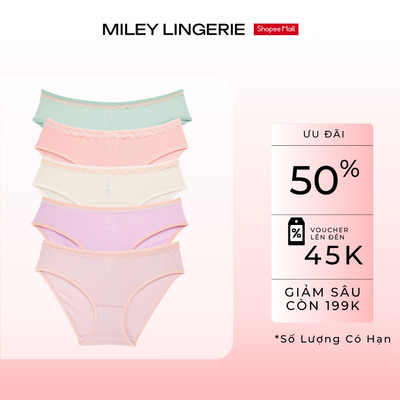 Combo 5 Quần Lót Thun Lạnh Miley LingerieTrơn Viền Ren 4 Chiều Fashion BMS0100