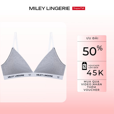 Áo Ngực Mút Mỏng Thể Thao Lưng Logo Miley Lingerie Chất Vải Cotton Thiên Nhiên BeingMe - Xám