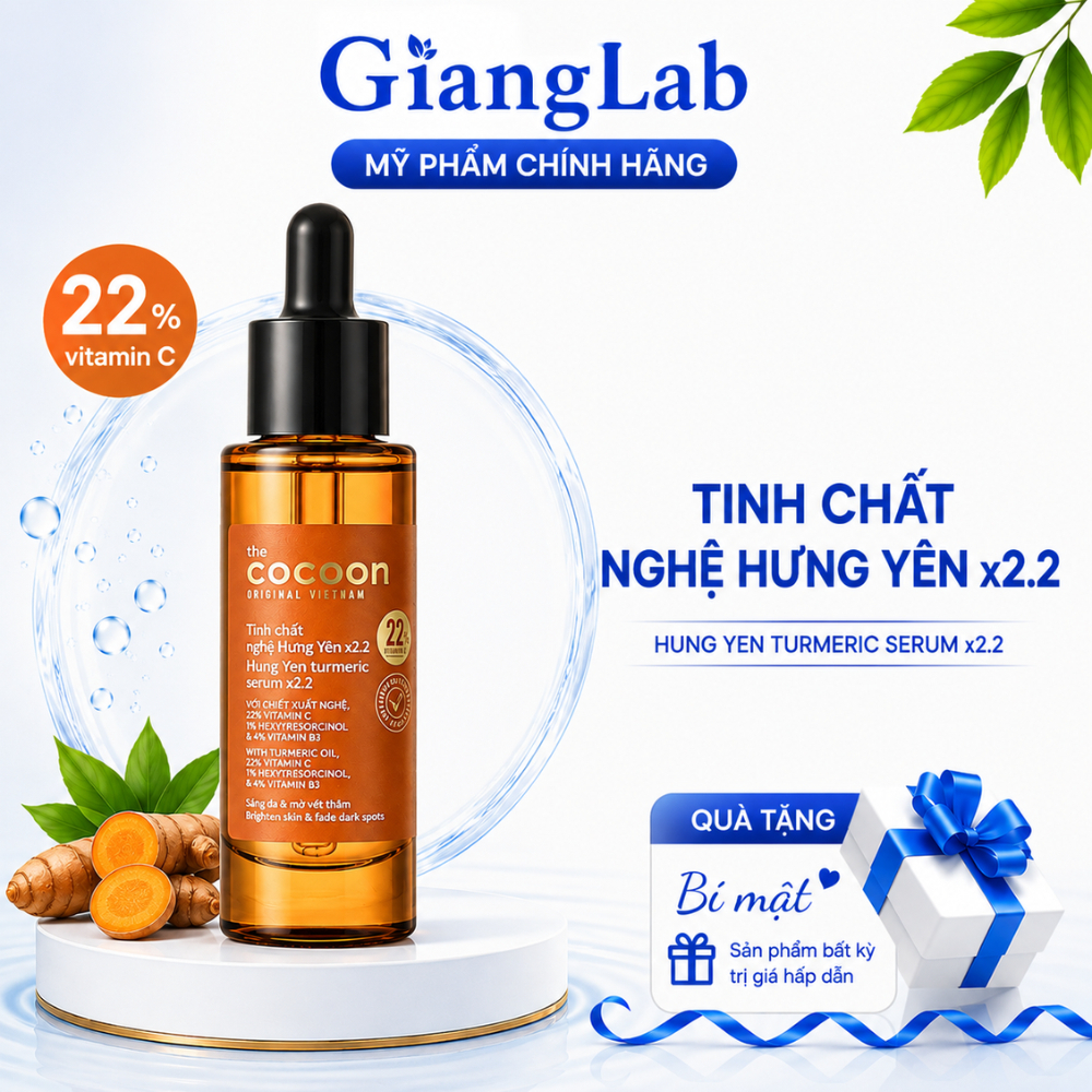 Tinh Chất Serum Cocoon Nghệ Hưng Yên C22 30ml Vitamin C 22% Hỗ Trợ Sáng Da, Đều Màu, Căng Mịn