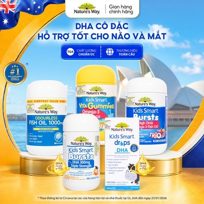 DHA Nature's Way Hỗ Trợ Não Bộ Phát Triển Toàn Diện Và Tăng Cường Thị Lực, Tăng Khả Năng Tập Trung