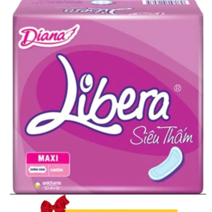 1 Gói Băng Vệ Sinh Diana Libera Siêu Thấm Maxi Không Cánh (Libera Dày Không Cánh) 23cm- 8 Miếng/Gói 
