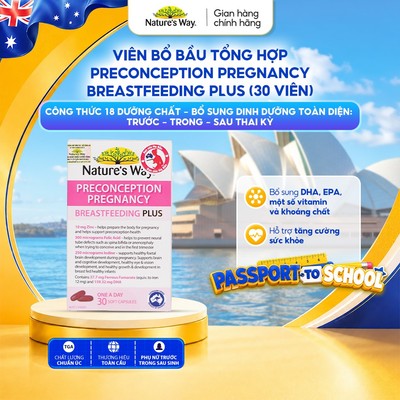 Viên Uống Bổ Sung Vitamin Tổng Hợp Cho Bà Bầu Nature's Way PreConception Pregnancy Breastfeeding Plus – Hộp 30 Viên