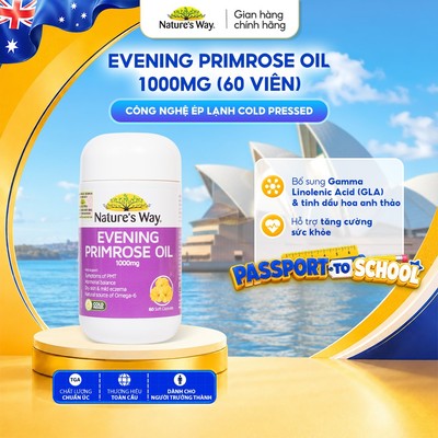 Viên Uống Tinh Dầu Hoa Anh Thảo Nature's Way Evening Primrose Oil Hỗ Trợ Tăng Cường Sức Khoẻ Hộp 60v
