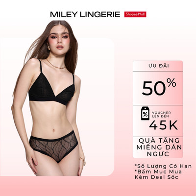 Bộ Đồ Lót  Áo Ngực Không Mút Không Gọng Miley Lingerie Ren Họa Tiết ZigZac