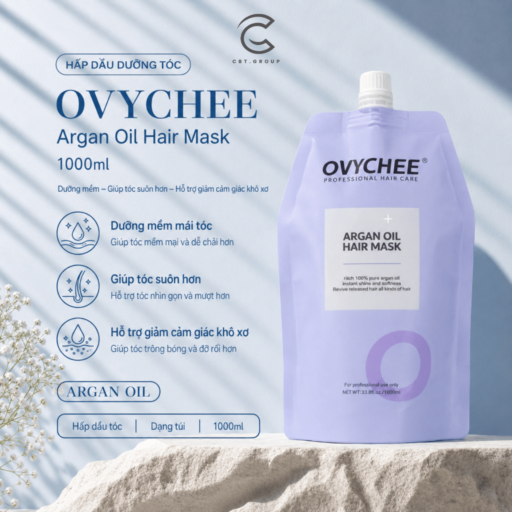 Kem Hấp Ủ Tóc Ovychee Argan 500ml Dạng Túi | Dưỡng Tóc Mềm Mượt, Giảm Khô Xơ, Xơ Rối.