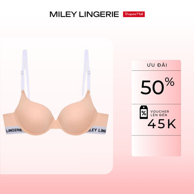 [Áo Ngực Nữ] Áo Lót Cotton Lưng Logo Miley Lingerie, Cúp Trơn Mút Đúc Định Hình, Thoáng Khí Nhẹ Êm Being Me [Da]