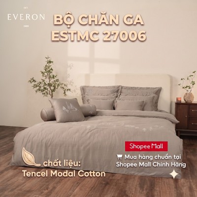[EVERON] Bộ chăn ga ESTC 27006 Pine - Nâu cafe