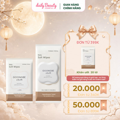 Khăn Ướt Mềm Mại GOONGBE Cho Da Nhạy Cảm Baby Soft Wipes 20 Tờ