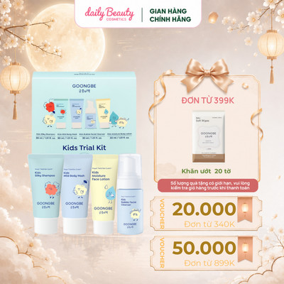 Set Quà Tặng Trial Kit GOONGBE gồm Bọt Rửa Mặt 30ml, Body Lotion 30ml, Dầu Gội Silky 30ml, Body Wash 30ml
