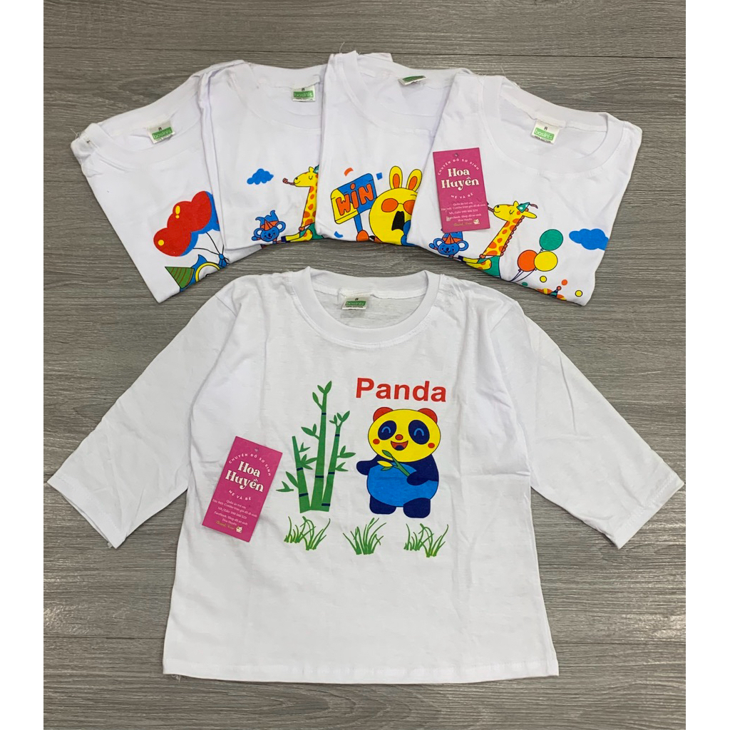 Bé 18-32kg Combo 5 Áo Dài Tay ,Cộc Tay Cổ Tròn Cho Bé Trai Bé Gái Chất Cotton Bossini