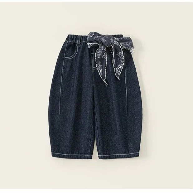 [INSBOBO] - QUẦN JEANS BÉ GÁI ỐNG ĐỨNG CẠP CHUN  ✔ SPU: CK86110A ✔ Chất liệu: 60,5% Cotton + 27,8% s
