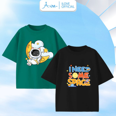 [MỚI] Áo thun CỘC TAY cho bé trai AORE, Áo cộc in hình Vũ Trụ, PHI HÀNH GIA MẶT TRĂNG chất COTTON, thoáng mát 9-36kg