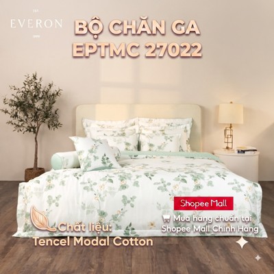 [EVERON] Bộ chăn ga EPTMC 27022 Citrus - Nền trắng ngà, họa tiết in hoa