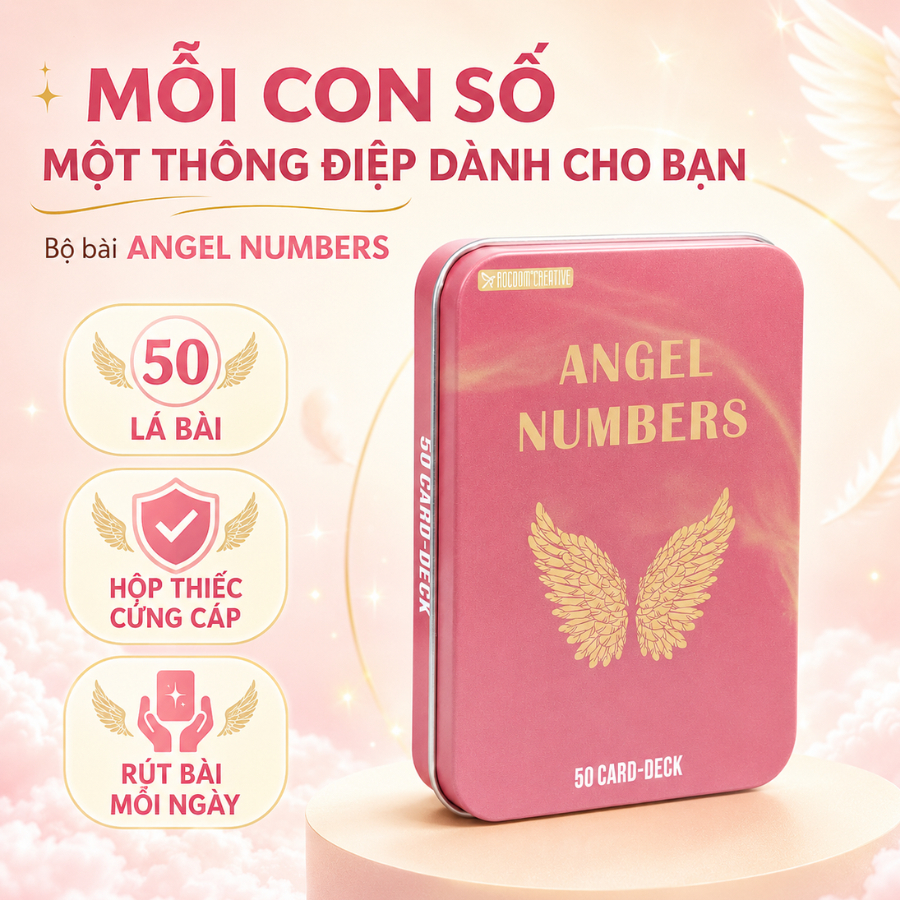 (HỘP SẮT SIZE GỐC) BỘ BÀI ANGEL NUMBERS ORACLE