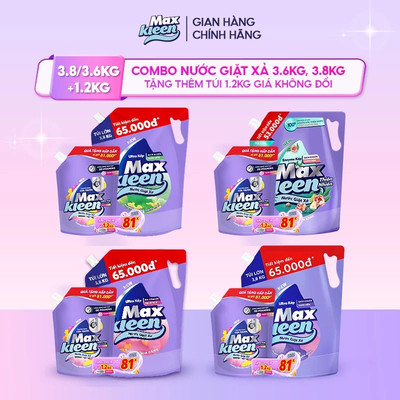 [ĐỘC QUYỀN SINH VIÊN] [MUA 1 TẶNG 1] Túi Nước Giặt Xả MaxKleen 3.8kg/ 3.6kg + Túi Nước Giặt Xả 1.2kg Mùi ngẫu nhiên