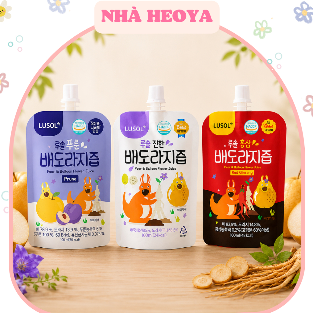 <Nguyên thùng> NƯỚC LÊ HOA CHUÔNG CÁT CÁNH HỒNG SÂM - MẬN KHÔ LUSOL HÀN QUỐC