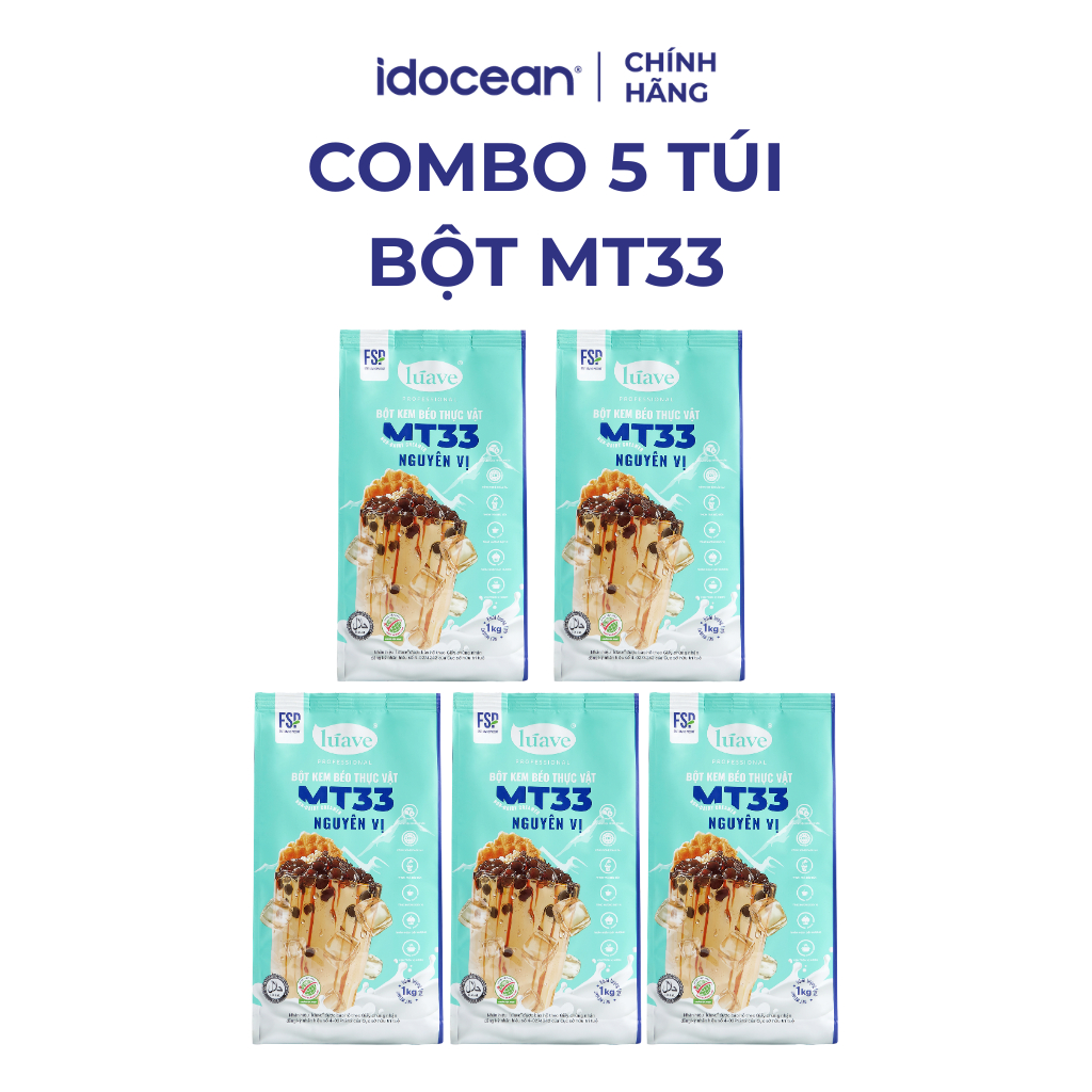 Combo 5 túi Bột Kem Béo MT33 Lúave 1kg - Bột Pha Trà Sữa Béo Ngậy, Đậm Trà, Phù Hợp Nhiều Loại Trà, 