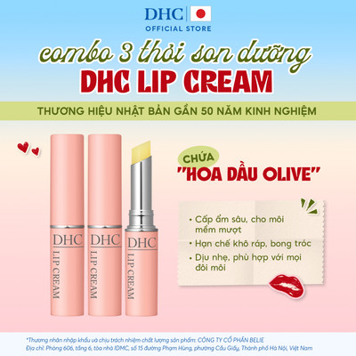 Combo 3 Thỏi Son dưỡng môi DHC Lip Cream dưỡng ẩm, làm mềm môi